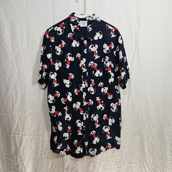 Peanuts Snoopy Button Up Shirt Blue Mens Large EUC! - Picture 2 of 7